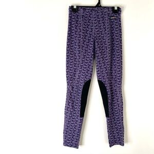 Kerrits Youth Riding Breeches Purple Horse Print Two Tone Stretch Equestrian